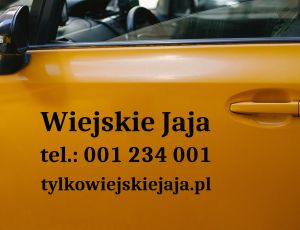 Mała naklejka na samochód, szybę z własnym tekstem
