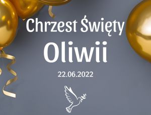 Naklejka na Chrzest Święty z imieniem, datą i gołąbkiem