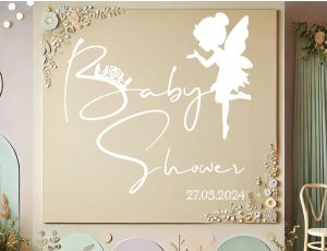 Naklejka na Baby Shower z datą