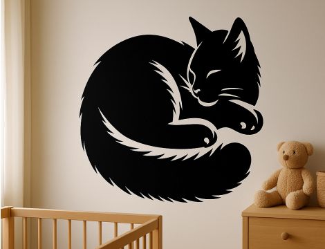 Naklejka Kot Śpiący Kociak - Personalizuj Kolor i Rozmiar!