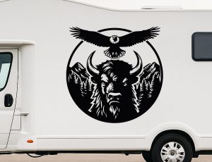 Naklejka na Kampera Żubr - Dekoracja Vanlife, Naklejki Podróżnicze
