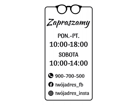 Naklejka na Drzwi z Godzinami Otwarcia dla Optyka - Okulary w Ramce - 2