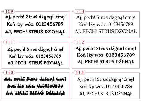 Czcionki do wyboru