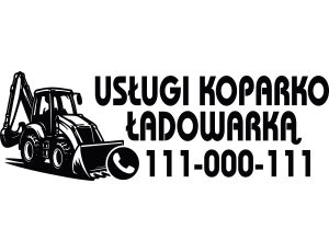 Naklejka Reklamowa na Auto – Usługi Koparko-Ładowarka z Twoim Numerem