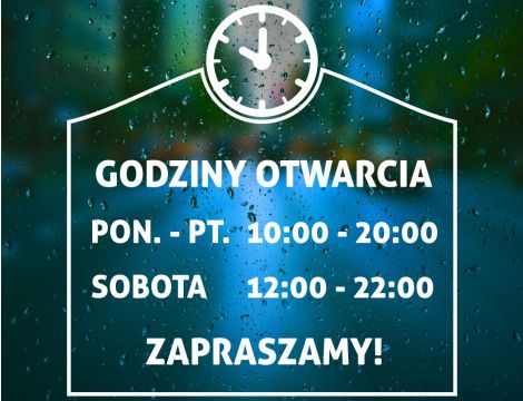 Naklejka na Drzwi z Godzinami Otwarcia dla Firm - Domek z Zegarem