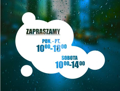 Naklejka na Drzwi lub Szybę z Godzinami Otwarcia - Komiksowa Chmurka