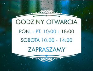 Naklejka na Drzwi z Godzinami Otwarcia - Klasyczny Szyld