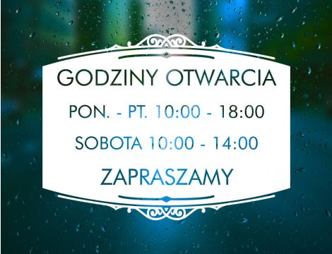 Naklejka na Drzwi z Godzinami Otwarcia - Klasyczny Szyld