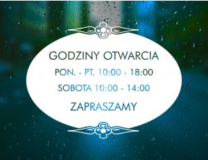 Naklejka na Drzwi i Szybę z Godzinami Otwarcia dla Firm - Eleganckie Ornamenty