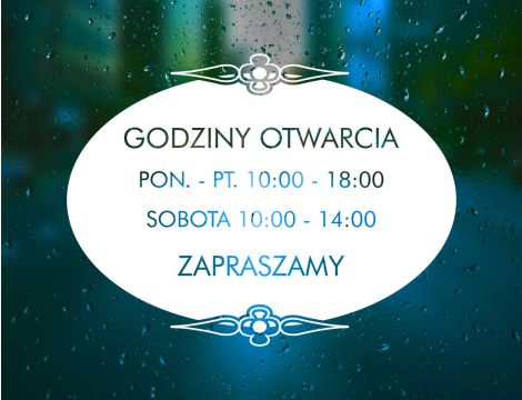 Naklejka na Drzwi i Szybę z Godzinami Otwarcia dla Firm - Eleganckie Ornamenty