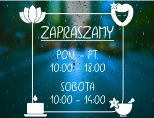 Naklejka Godziny Otwarcia dla zakładu kosmetycznego, SPA GT-58
