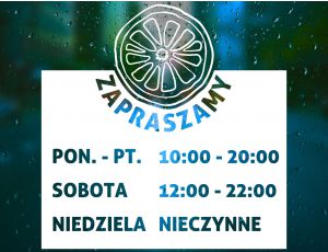 Naklejka z Godzinami Otwarcia dla Gastronomi lub Sklepu - Cytryna