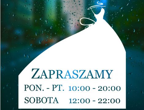 Naklejka na Witrynę z Godzinami Otwarcia dla Sklepu Odzieżowego - Sylwetka Sukni