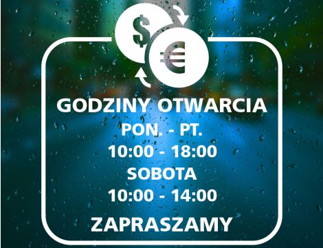 Naklejka na Drzwi z Godzinami Otwarcia dla Kantoru - Dolar i Euro